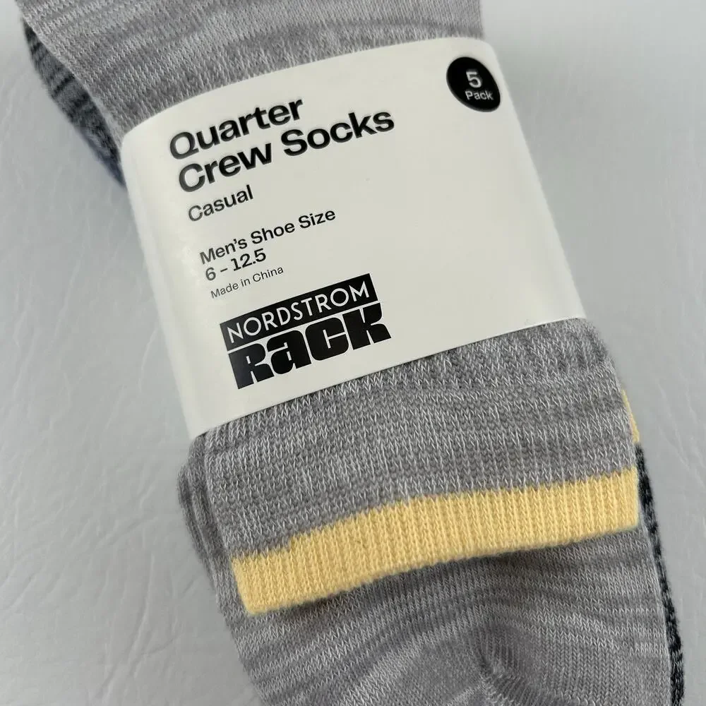 Nordstrom Rack Men’s 5 Pair Quarter Crew Casual Socks Shoe Size 6-12.5
